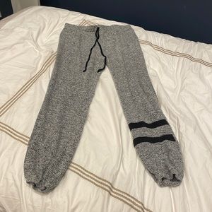 Girls Sweatpants Soft Grey With Stripes